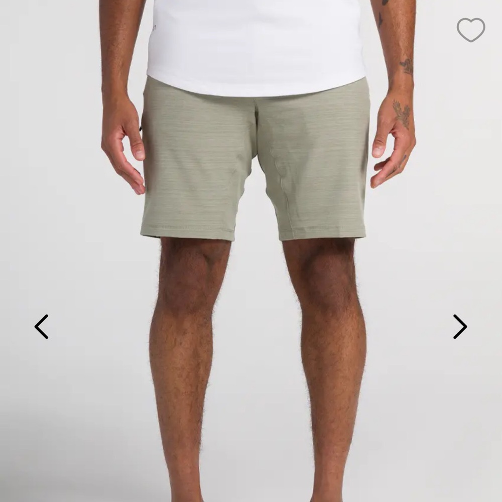 BYLT Basics, Kinetic Shorts, Heathered cream color, Size 34 waist, 9” inseam.